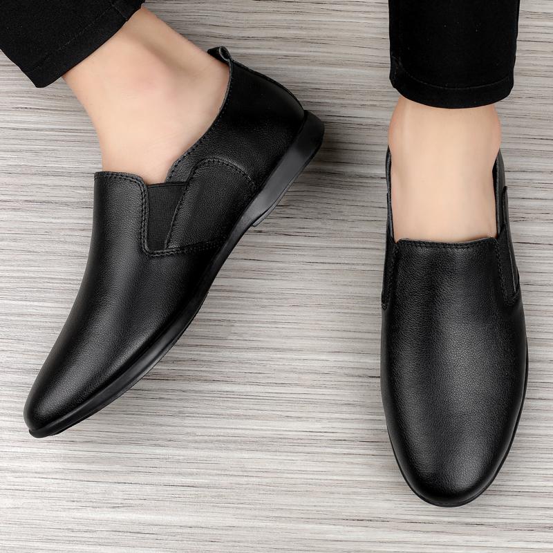 Brand Men's Leather Casual Shoes Classic Flat Loafers Spring New Massage Sole Men's Business Work Shoes Comfortable