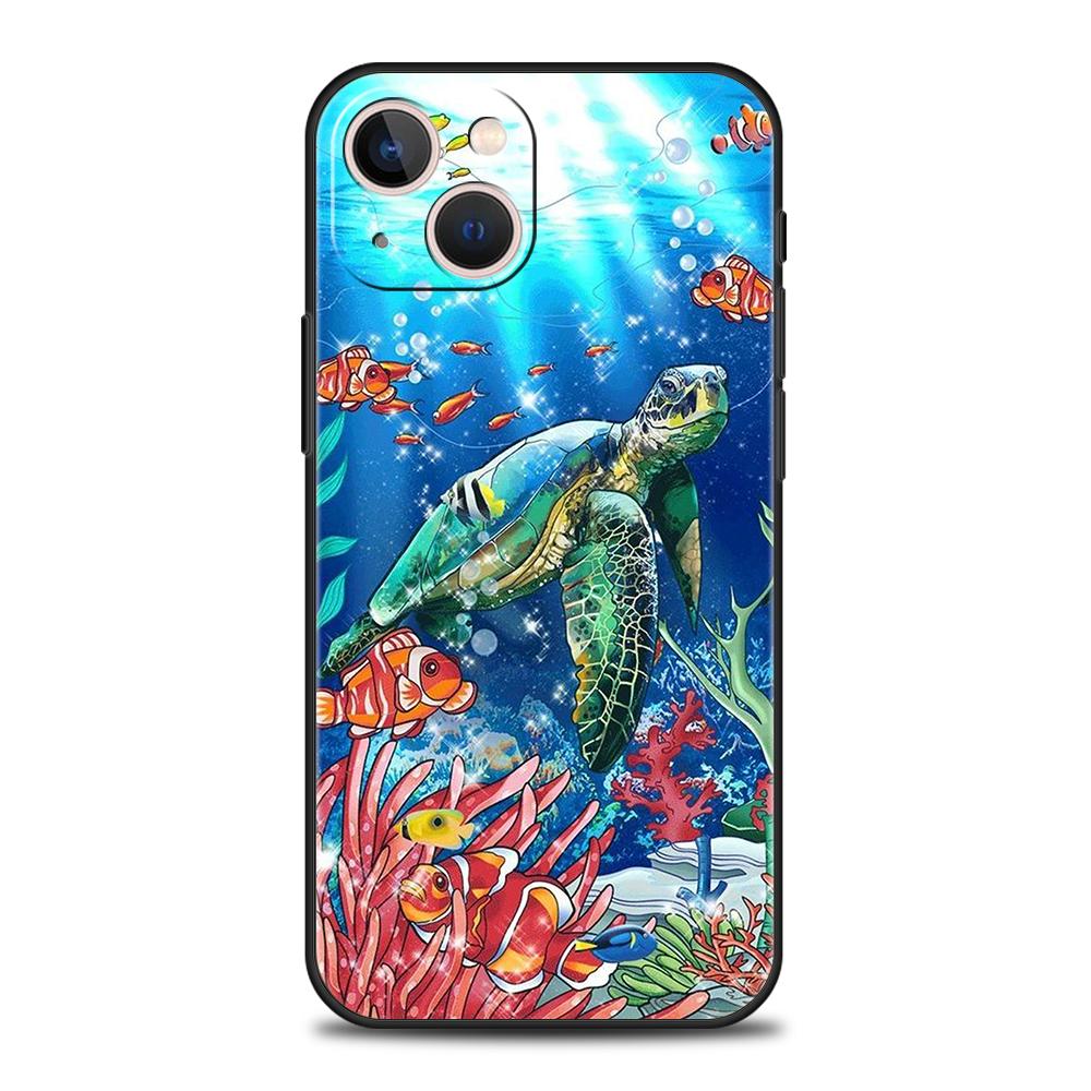 Little Turtle Phone Case for iPhone 16 15 14 13 12 Pro Max 11 Pro Max 7 8 Plus XS XR Shockproof Soft Shell Coque Capas Bag