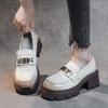 The First Layer of Cowhide Loafers for Women's Spring and Autumn 2025 New Leather Muffin Thick-soled One-pedal Casual Women's Single Shoes
