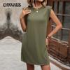 Summer Women's Dress Temperament Solid Color Sleeveless Dresses
