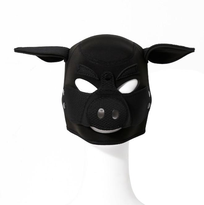 Pink Pig Mask Sexy Cosplay Role Play Pig Full Head Mask Soft PU Leather Puppy Hood Stage Performance Props