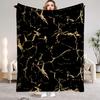 1 Stück Schwarze Decke Adernmarmor Gedruckt Luxuriöse Bequeme Flanelldecke für Zuhause Wohnzimmer Schlafzimmer Dekoration Geburtstagsgeschenk