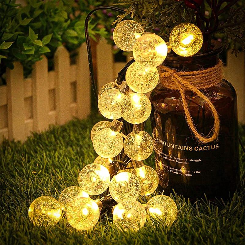 Solar String Lights Outdoor Led Holiday Lighting Crystal Globe Lights with 8 Modes Waterproof Solar Powered Patio Light Garden Christmas Party Decor