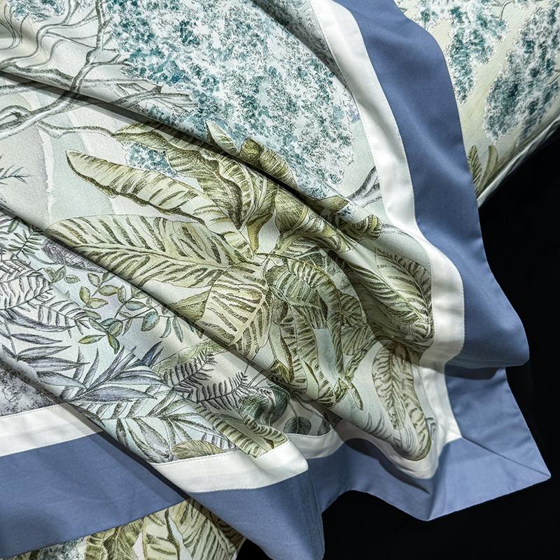 1000TC Egyptian Cotton Luxury Plants Flowers Digital Printing Bedding Set 1 Duvet Cover Set, 1 Fitted/Flat Sheet, 2 Pillowcases