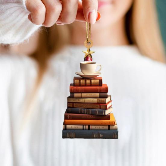 Christmas Tree Pendant Acrylic Tree Shape Book Cucumber Ornament Xmas Tree Hanging Decoration for Indoor Outdoor Winter Decor