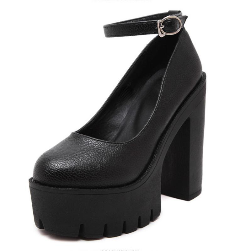 Fashion New Spring Autumn Casual High-heeled Shoes Sexy Ruslana Korshunova Thick Heels Platform Pumps Black White Size Women Shoes