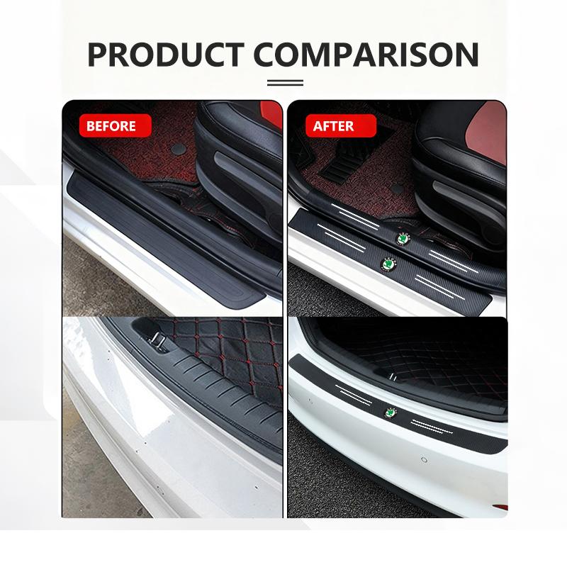 Car Carbon Fiber Door Sill Anti-Scratch Guard Sticker Accessories For Skoda octavia a5 a4 mk1 2 fabia superb rapid mk3 yeti 2006 ahc511