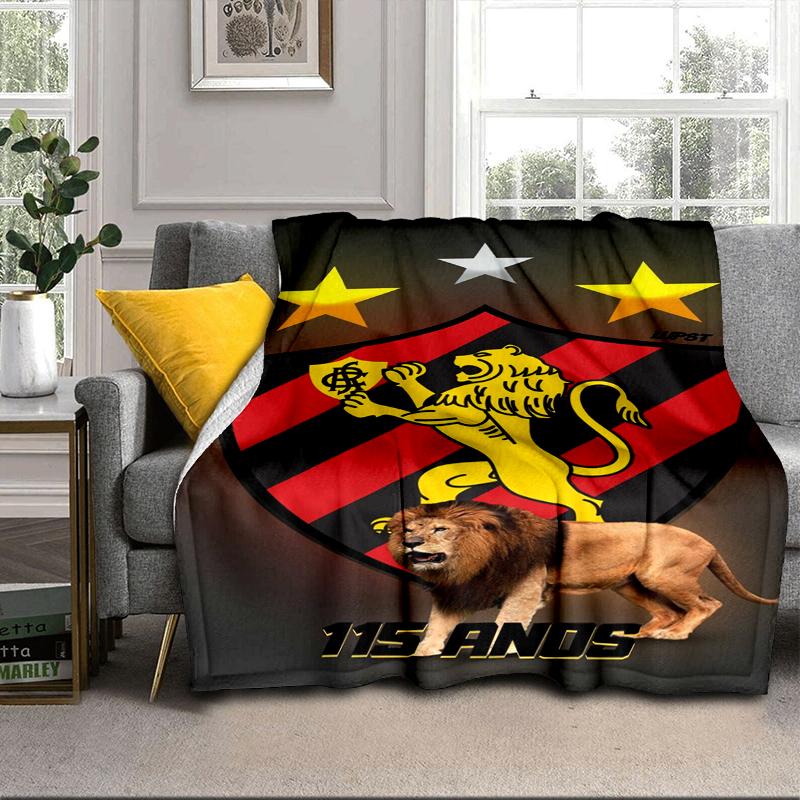 Fußballverein Wappen Löwe Decke Flanelldecke für Bett, Sofa, Camping, Wandern, Picknick Zubehör, Geschenk für Familie Fanartikel