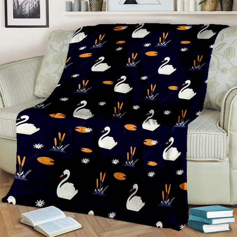 Couverture Cygne Princesse Dessin Animé Mignon 3D Cygne, Couverture Jetée Douce pour Maison Chambre à Coucher Lit Canapé Pique-nique Voyage Bureau Couverture Enfant