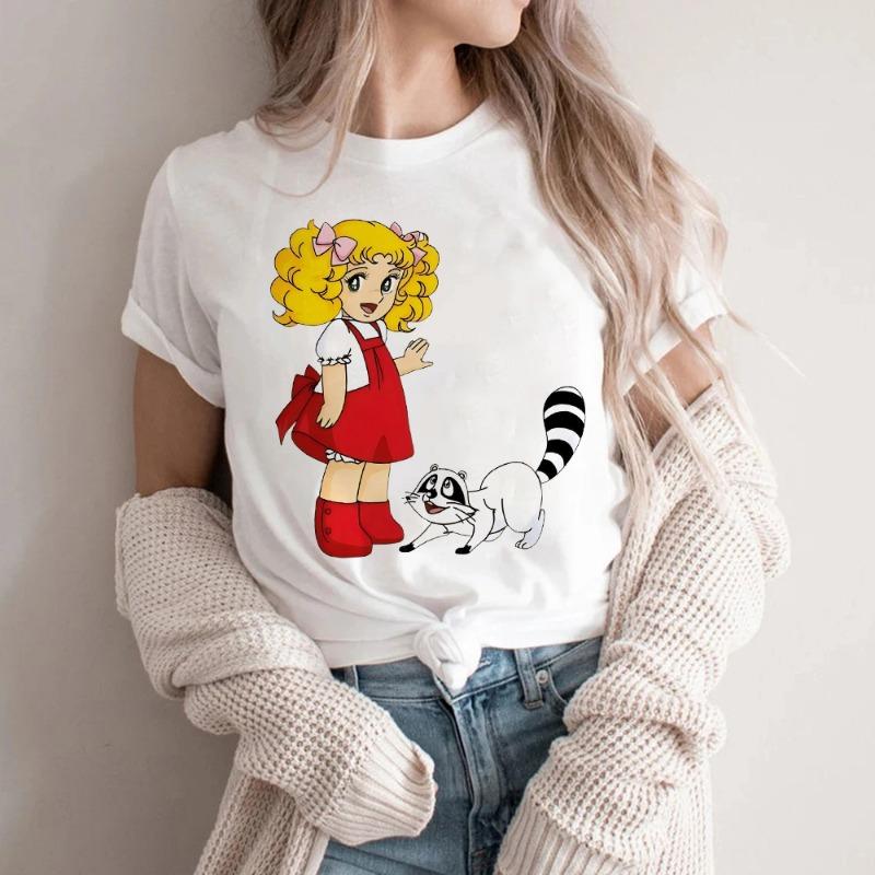 T-shirt Casual Sportiva alla Moda da Donna a Maniche Corte con Stampa Direzionale e Motivo Digitale per Primavera ed Estate
