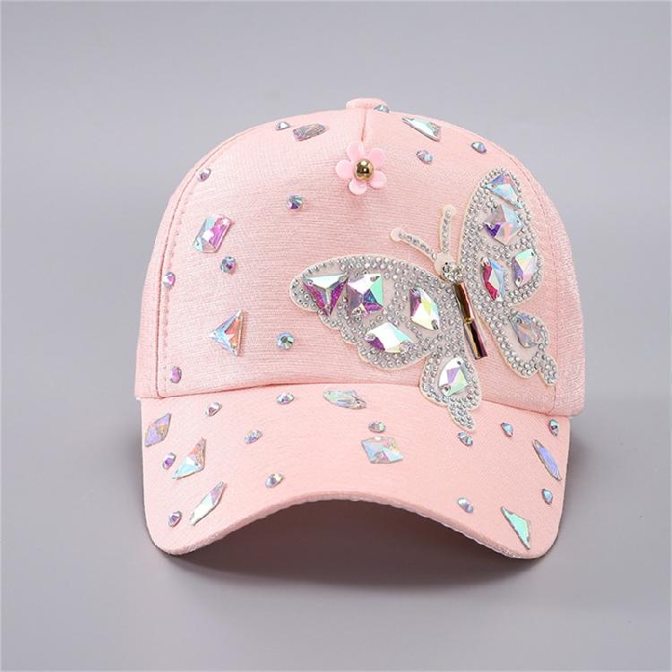 Elegant Crystal Baseball Hat for Women Breathable Sun Protective Hat with Butterfly Design for Vacation Spring Headwear