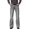 Graue Schlagjeans für Herren, Bootcut-Bein, ausgestellt, lockere Passform, mittelhoher Bund, klassische Jeans, Größe 28–38