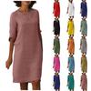 Women's Summer Retro Solid Color Cotton Linen V-Neck Half Sleeve Dress Light Breathable Dress