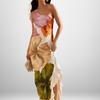 Spring Fashion New Women's Elegant Temperament Sleeveless One-shoulder Suspender Printed Dress