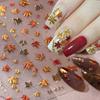 5D Embossed Jelly Maple Leaf Nail Art Sticker Gold Red Autumn Maple Leaves Nail Decals Self-Adhesive Fall Leaf Nail Art Sliders
