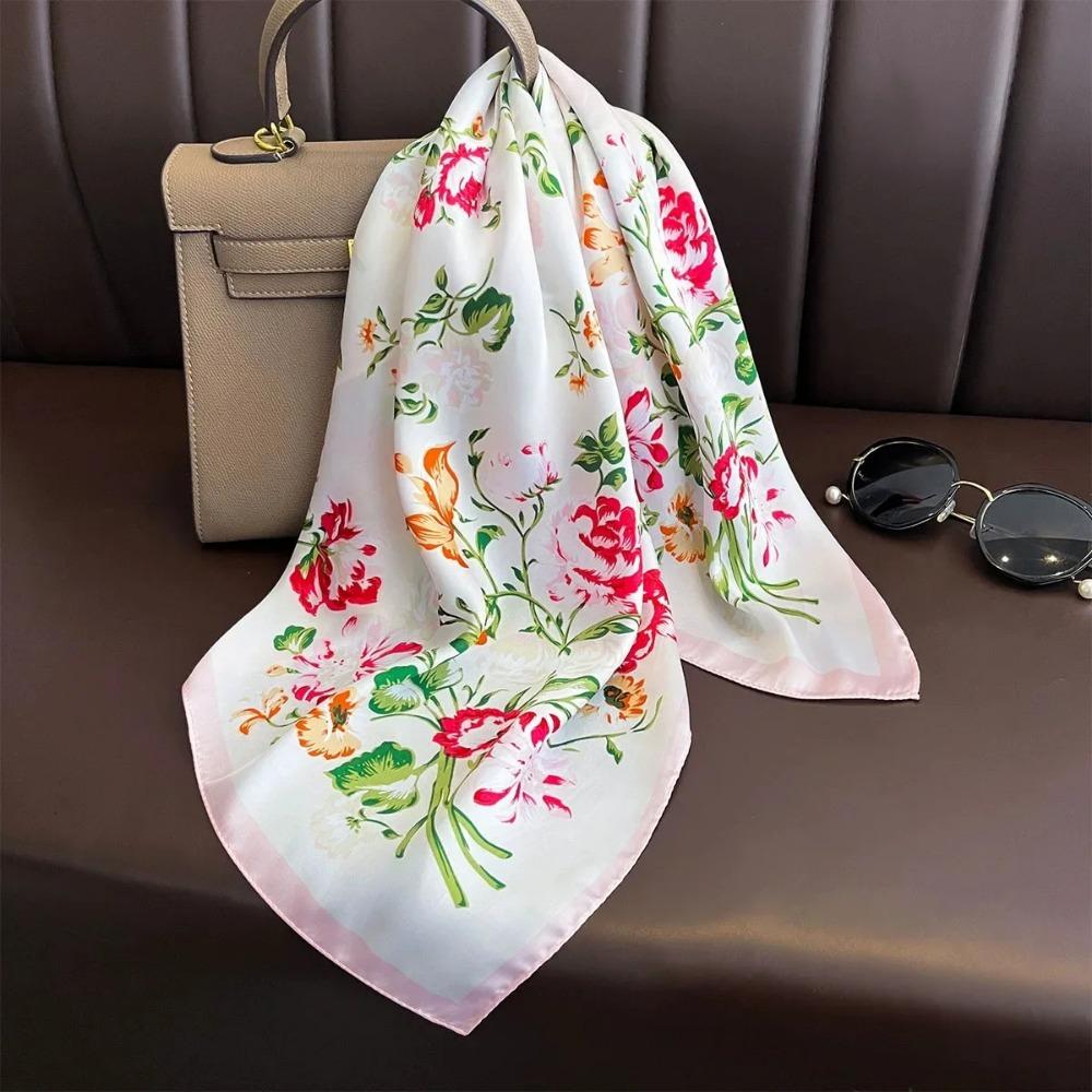 Fashion Luxury Brand 70cm Silk Feel Square Scarf Women Neck Tie Female Hair Bandana Headkerchief Shawl Wrap Hijab Echarpe