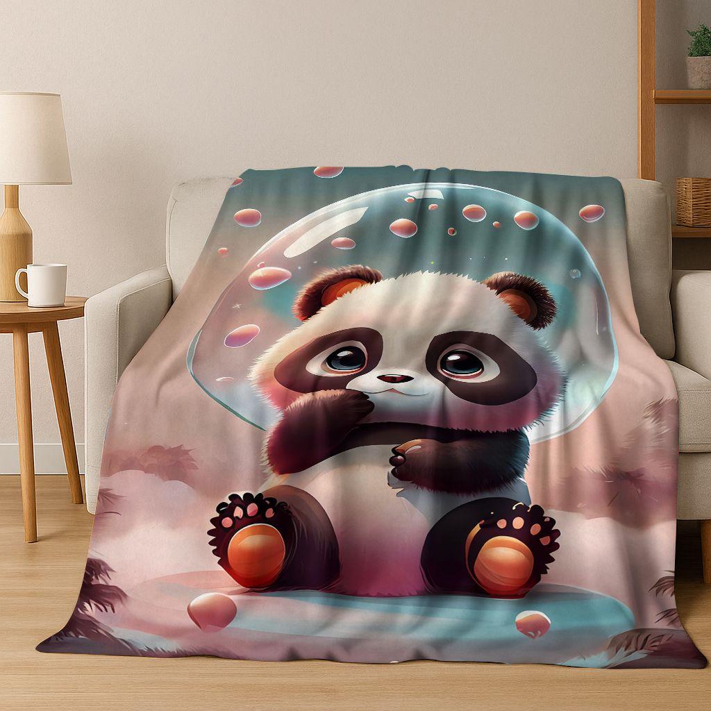 26 Style Dream Panda Cute Cartoon Art Flannel Blanket,Cozy Soft Throw Blanket for Home Bedroom Bed Sofa Picnic Cover Gift Kids