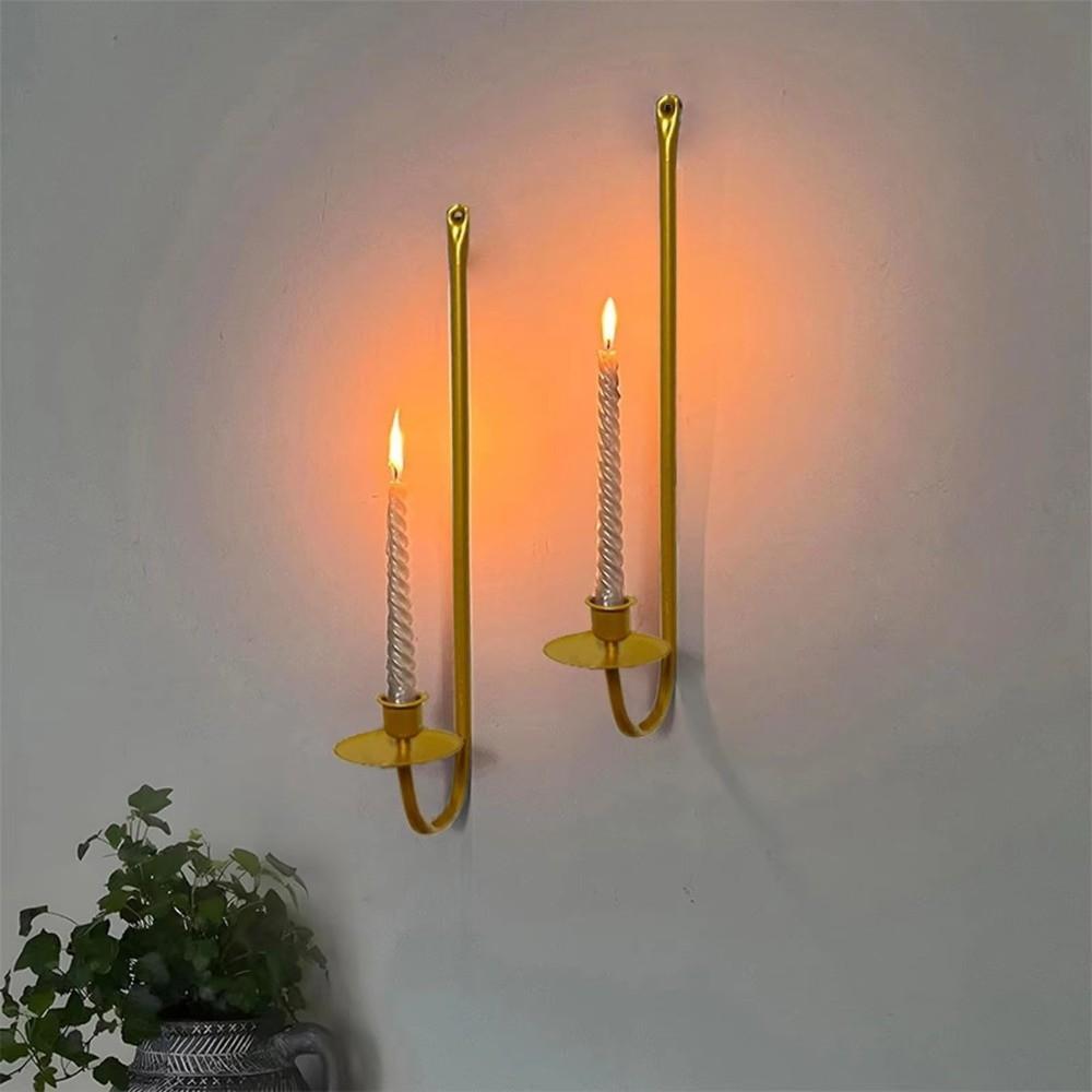 Minimalism Wall Mount Fireplace Candle Holder L-shape Metal Candlestick Holder Home Decoration Candle Stand Wedding Party