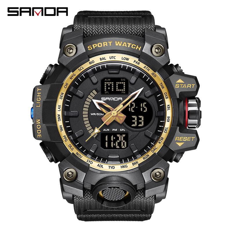 Sanda Men's Multifunctional Waterproof Luminous Sports Watch