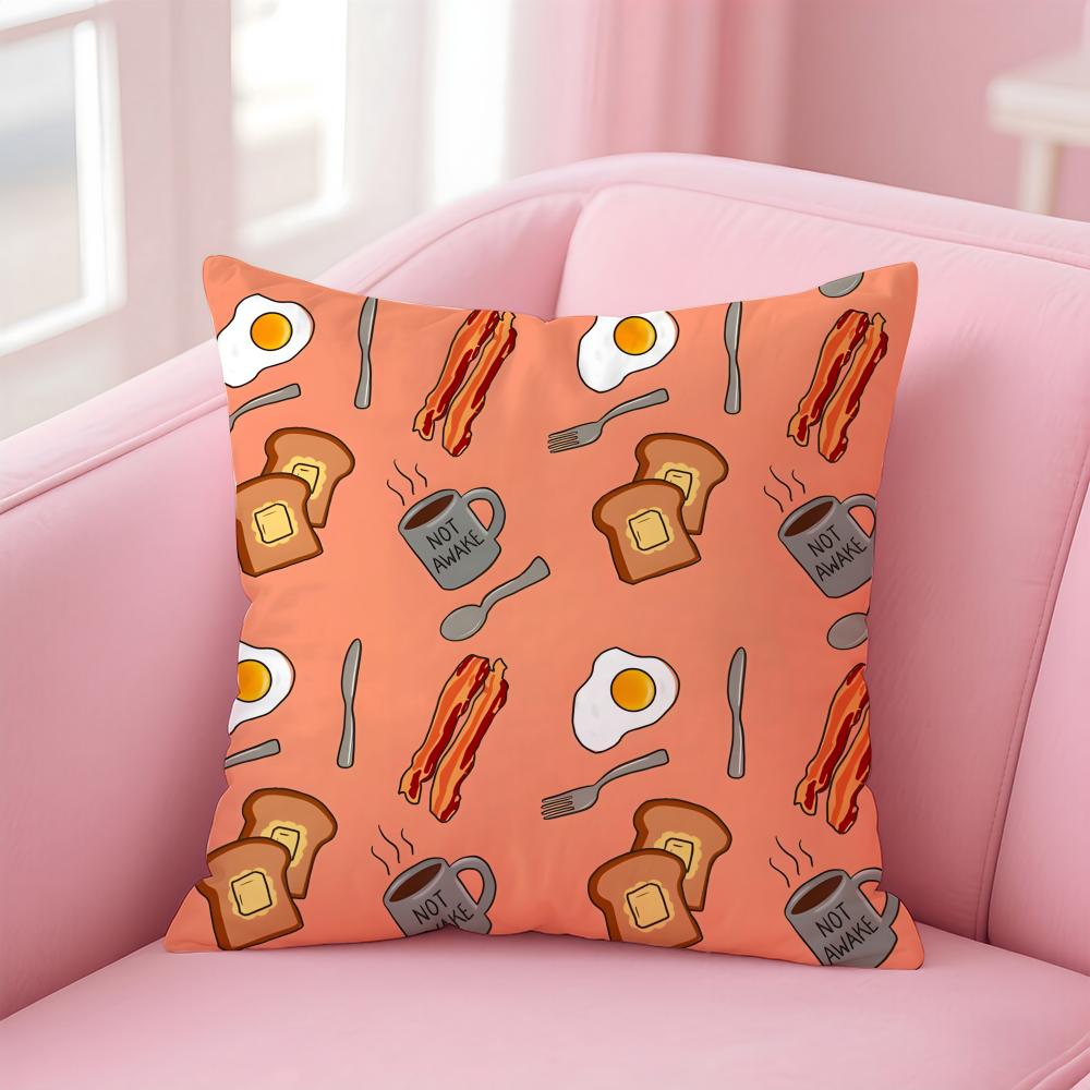 Fashion Food Art Patterns Cushion Cover Pillow Case Soft Friendly Fabric Concealed Zipper