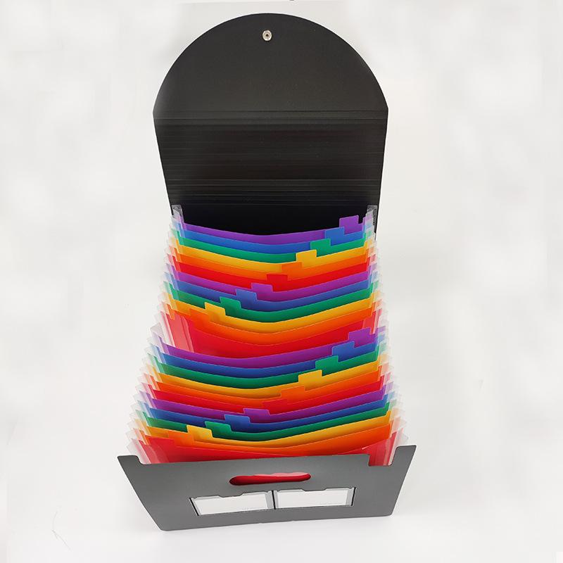 PIKAPIKA File Rack A4 25 Pocket Color File Box Large Capacity Expandable Folding File Storage Box Divider Storage Box Organizer