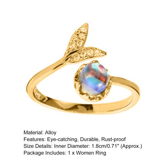 Yousheng Women Ring Creative Shape Rust-proof Alloy Fashion Fish Tail Opening Ring for Girl