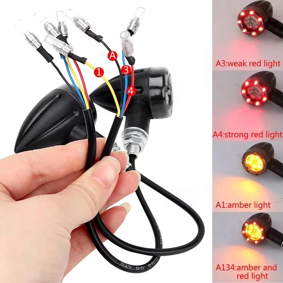 2/4 adet motosiklet bisiklet dönüş sinyal ışıkları göstergeleri Mini mermi Led Amber uyarı lambası flaşör işık Harley Honda Suzuki için 12V evrensel
