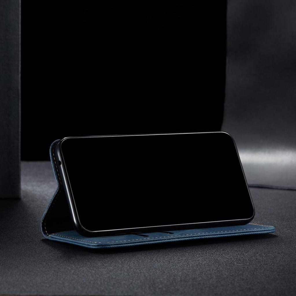 Custodia a portafoglio per rubrica telefonica in pelle denim cowboy di lusso per iPhone 12 Pro Samsung S20 Xiaomi Redmi Slot per scheda Huawei Business Slim Flip Cover magnetica