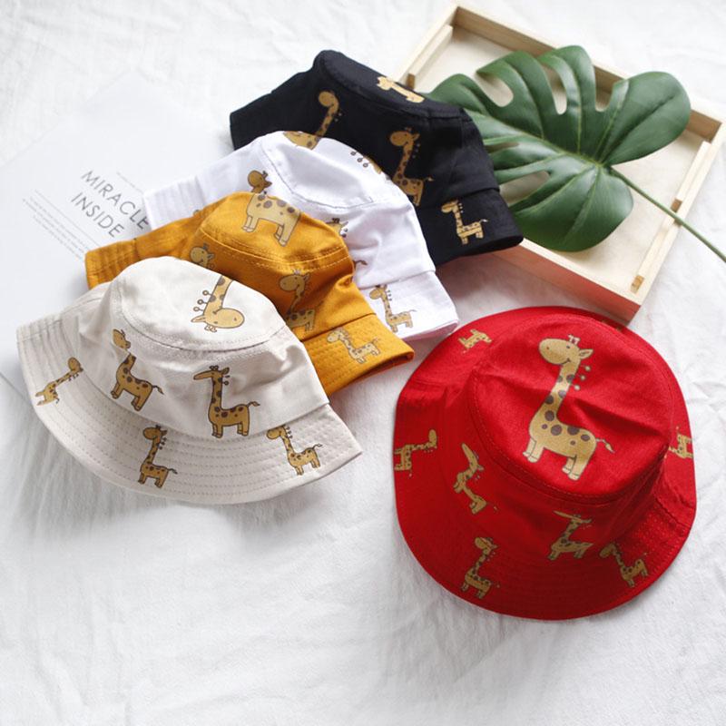 Cartoon Giraffe Baby Hut Eimer Kappe Sommer Kinder Casual Sonnenhut Baumwolle Kinder Panama Kappen