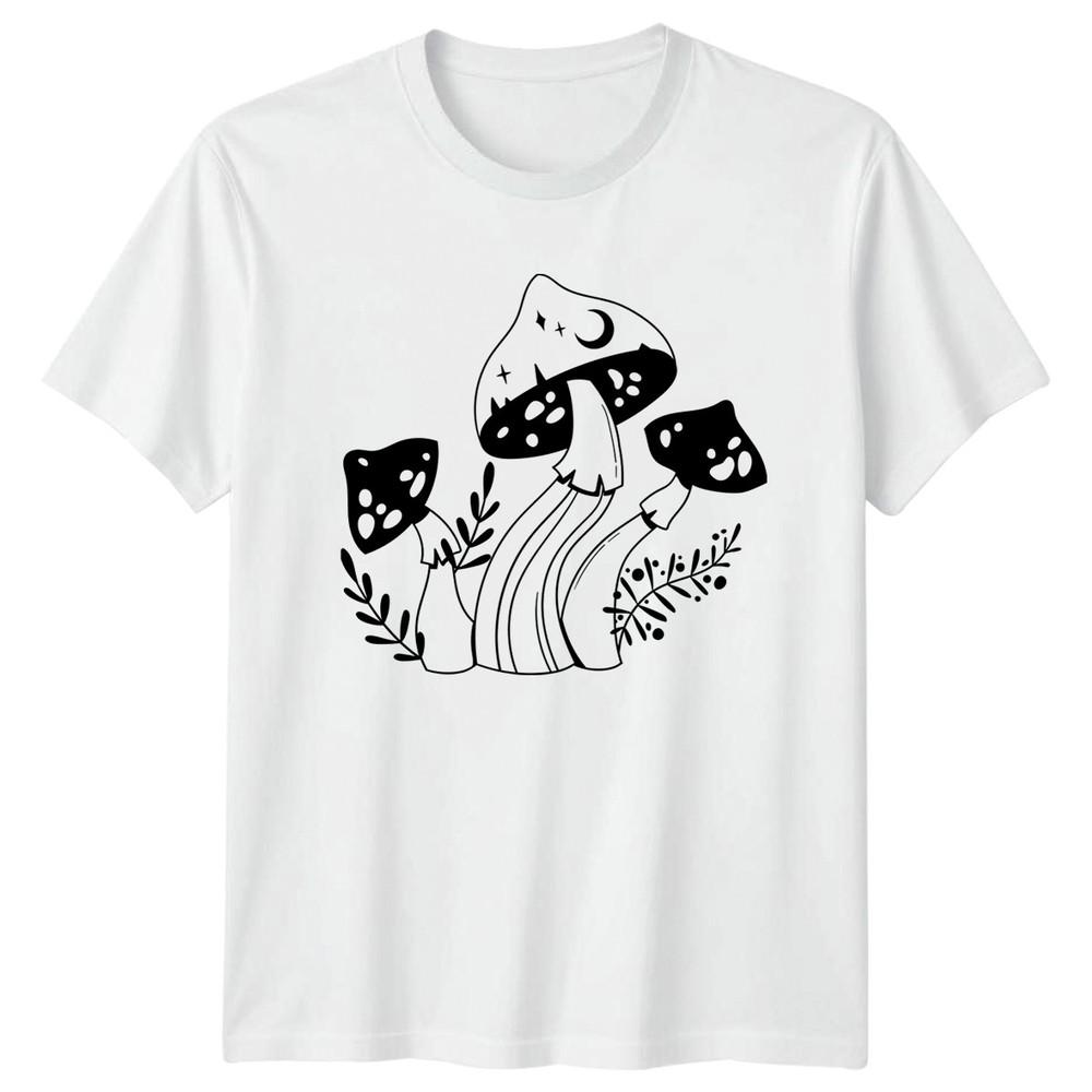 Mystical Mushroom Moon Stars TShirt Fungi Art Birthday Gift For Him And Her