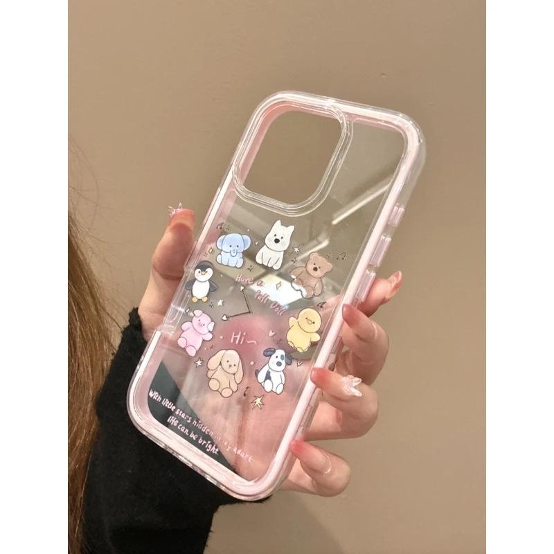 Creative animal clock for Apple iPhone17promax color edge 16 mobile phone case 14 cute 13 sets 15