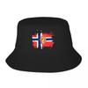Chapeau Bucket Personnalisé Armoiries de la Norvège Femmes Unisexe Drapeau Norvégien Extérieur Soleil Été Chapeau de Pêche