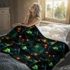 Green Witches Orange Eyes Flannel Blanket Soft Warm Christmas Halloween Blanket for Lightweight Cozy Room Home Decor Gifts