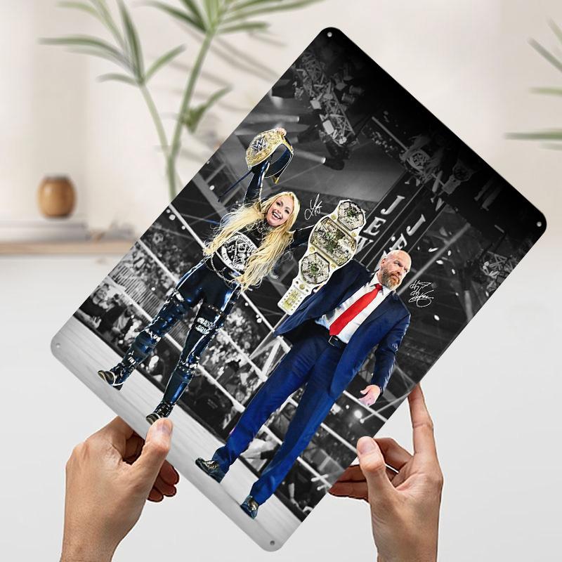 Paul Triple H Levesque and Liv Morgan Tinplate Poster Customized Wall Art Vintage Metal Signs Retro Tin Plaque for Office Decor
