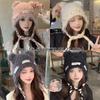 Cold Protection Warm Bear Ear Hat Thicken Knitted Bobble Cap  Women Accessories