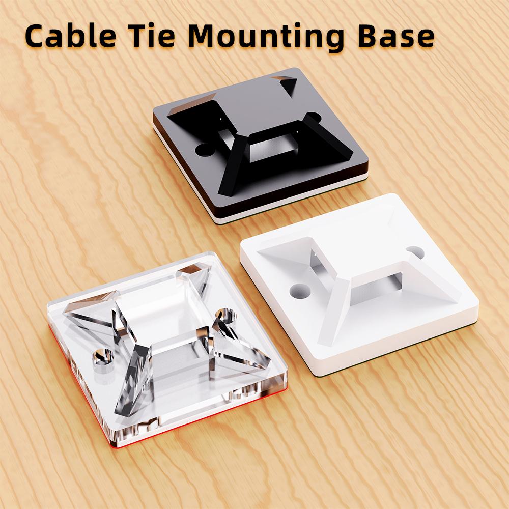 Cable Organizer 100Pcs Self Adhesive Nylon Removable Base Zip Tie Mounts For Outdoor Cable Organizer Cord Management Base Mount