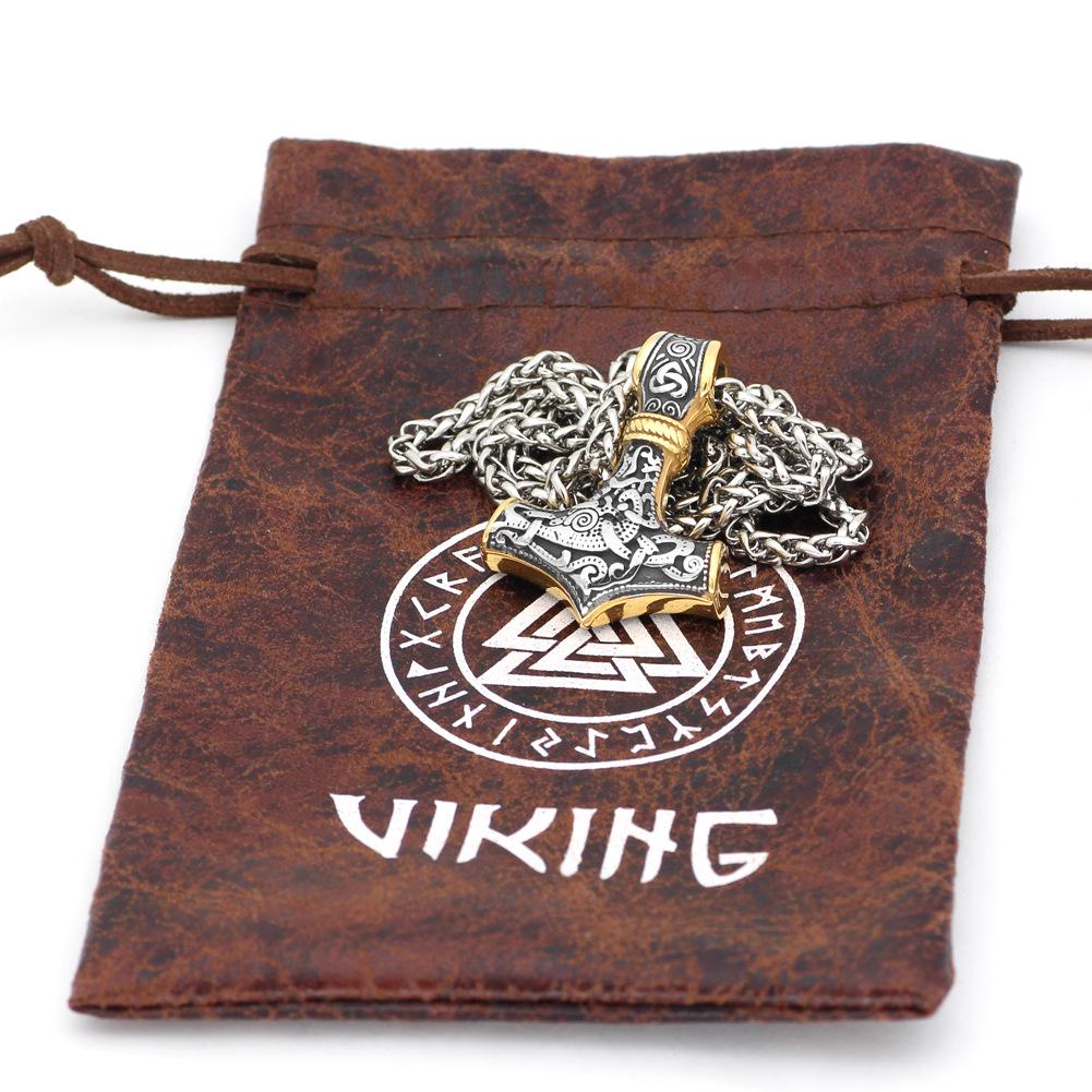 Halsband med Hänge i Rostfritt Stål: Triquetra & Tors Hammare