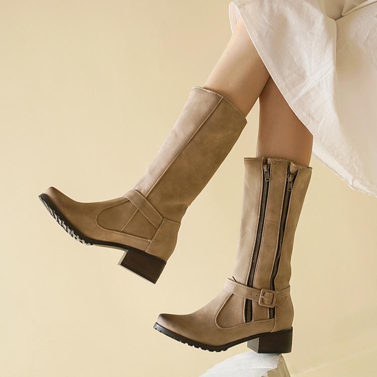 Women's Boots 2025 Autumn/winter Mid Length Boots Women's Matte Leather Fashionable Women's Shoes