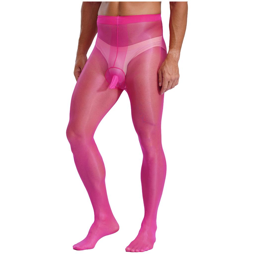 Herren durchsichtige Strumpfhosen elastischer Bund Konturbeutel Leggings