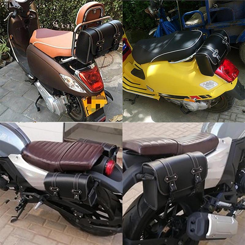 Motorrad-Fasstasche, Retro-Motorrad-Satteltasche, Lenker-Werkzeugtasche, wasserabweisend, 2 Riemen, Gabeltasche, PU-Leder für Fahrrad
