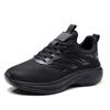 Unisex Vollschwarze Laufschuhe Atmungsaktives Strick-Schnürschuh Leichte Sportliche Sneaker