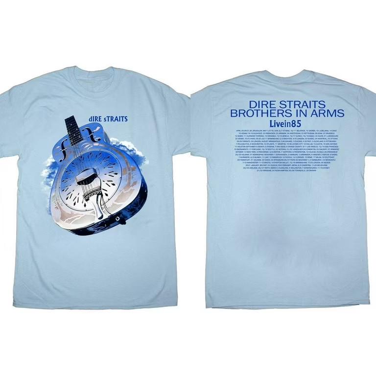 Dire Straits Brothers In Arms Live V 85 Tour SVETLO MODRÉ Tričko KK32