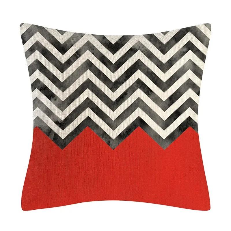 Home Decor Pillow Cover Fashion Cushion Abstract Cushion Cover Black Red Geometric Pillow Cover Sofa