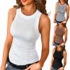 Women Tank Tops Sleeveless Basic Cami Top Shirt Slim Knit O Neck Ribbed Vest Bottoming Top Blouse