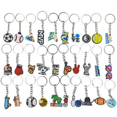 Porte-clés de sport créatif: Porte-clés en caoutchouc PVC souple pour Football, Basketball, Volleyball, Rugby Pendentif de sac