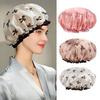 Women Waterproof Shower Cap Double Layer Bath Hair Hat with Elastic Band Reusable Moisture Proof Hair Cover for Bathroom