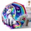 1 Stück Regenbogen Einhorn Fantasy Tragbarer Automatischer Regenschirm Faltbarer Regenschirm mit 8 Speichen Leichtgewicht Saisonale Nutzung Eleganter Damenregenschirm Perfektes Geschenk Y5