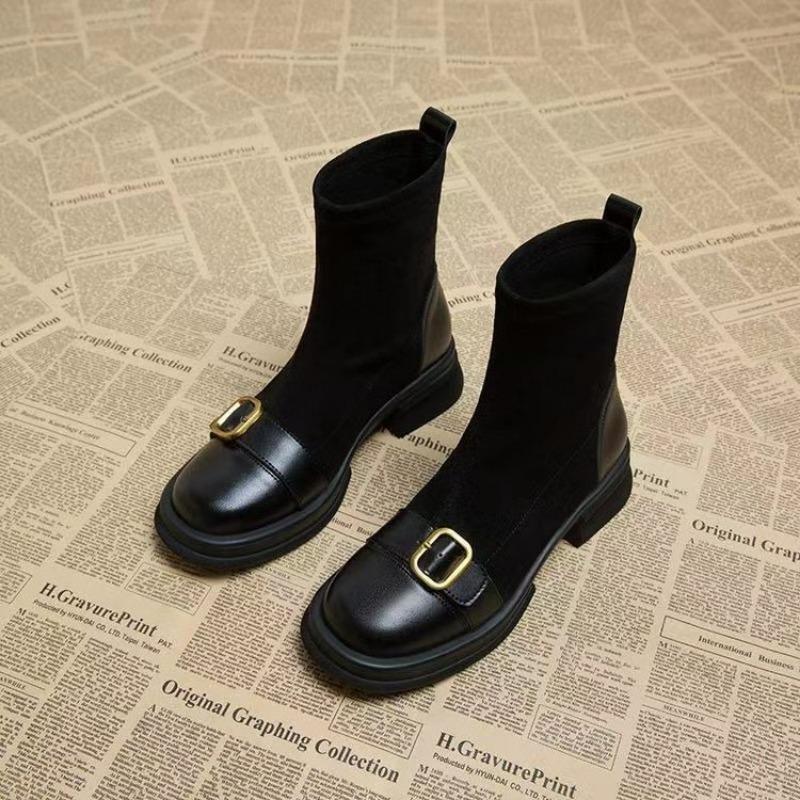 Fashion Elastic Boots Women's Autumn Winter New Fashion Temperament Thermal Socks Boots High Heel British Style Knight Short Boot Women