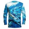 Herren Outdoor-Angel-T-Shirt, Langarmshirt, übergroßer Rundhalsausschnitt 3D-Druck, lässig und modisch