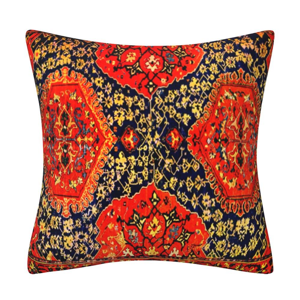 Turkish Rug Inspired Throw Pillow Case: Traditional Medallion Pattern In Rich Red & Navy Bohemian Home Decor Cushion Cover